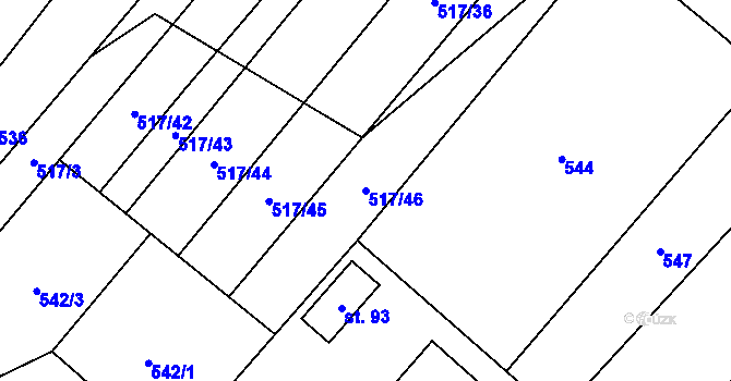 Parcela st. 517/46 v KÚ Sedmpány, Katastrální mapa