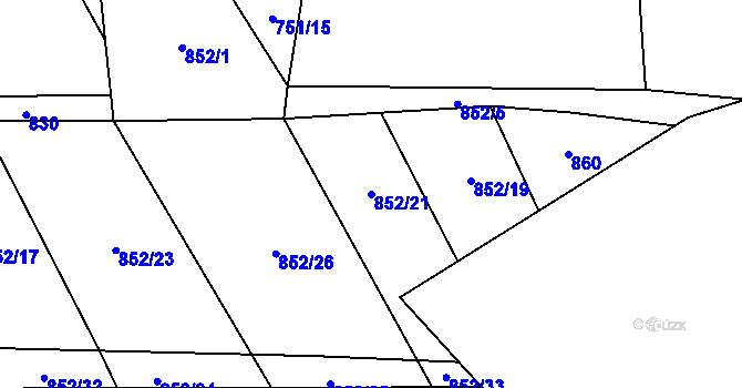 Parcela st. 852/21 v KÚ Sedmpány, Katastrální mapa