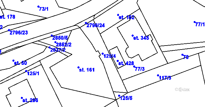 Parcela st. 125/4 v KÚ Sehradice, Katastrální mapa