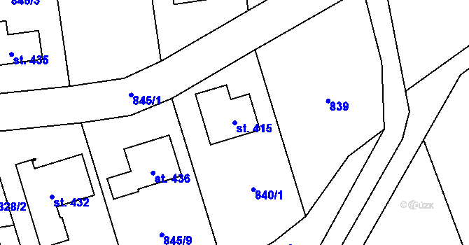 Parcela st. 415 v KÚ Sehradice, Katastrální mapa
