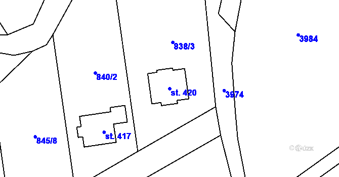 Parcela st. 420 v KÚ Sehradice, Katastrální mapa