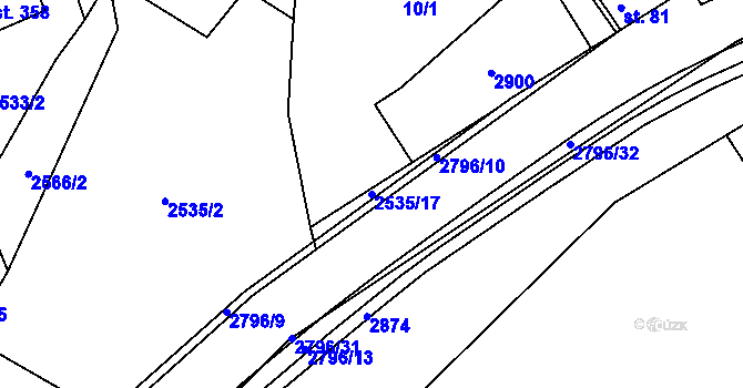 Parcela st. 2535/17 v KÚ Sehradice, Katastrální mapa