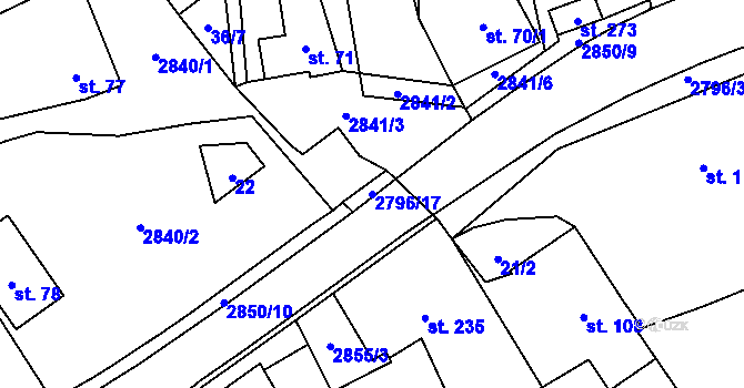 Parcela st. 2796/17 v KÚ Sehradice, Katastrální mapa
