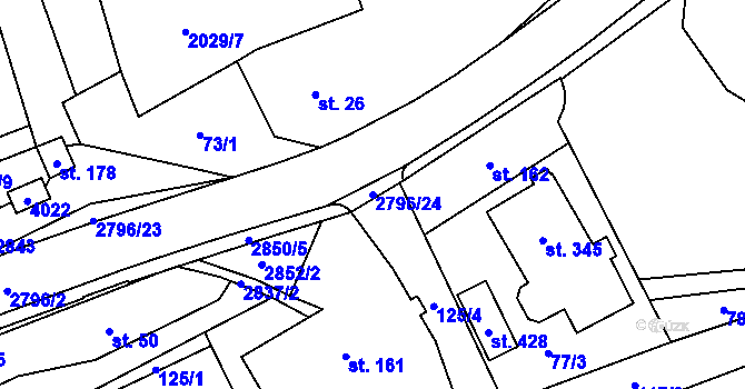 Parcela st. 2796/24 v KÚ Sehradice, Katastrální mapa
