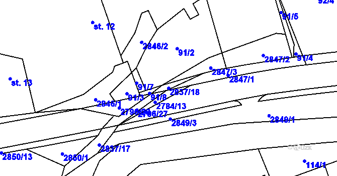 Parcela st. 2837/18 v KÚ Sehradice, Katastrální mapa