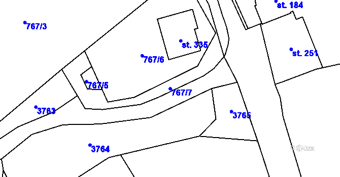 Parcela st. 767/7 v KÚ Sehradice, Katastrální mapa