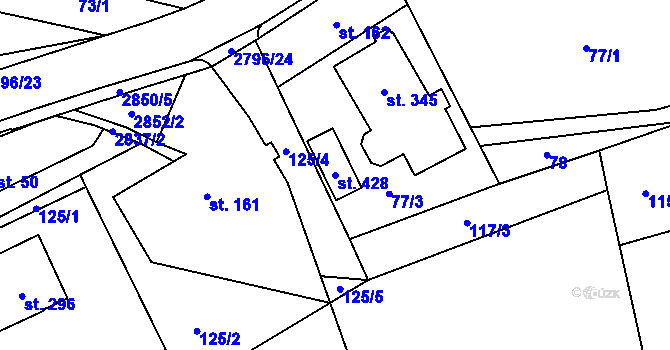 Parcela st. 428 v KÚ Sehradice, Katastrální mapa