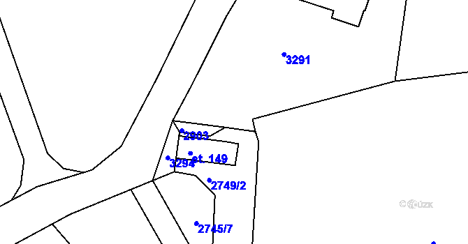 Parcela st. 2749/3 v KÚ Sehradice, Katastrální mapa