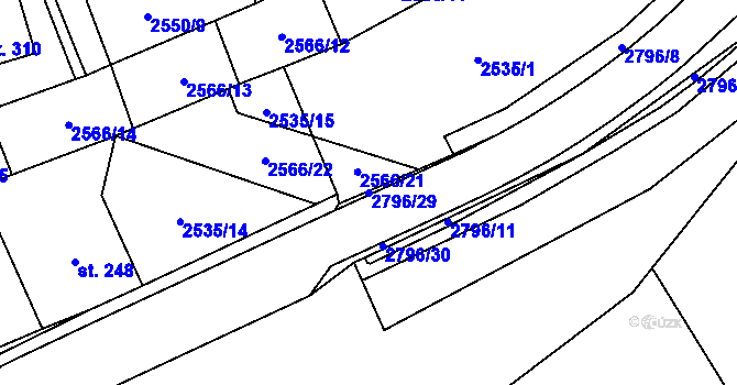 Parcela st. 2796/29 v KÚ Sehradice, Katastrální mapa