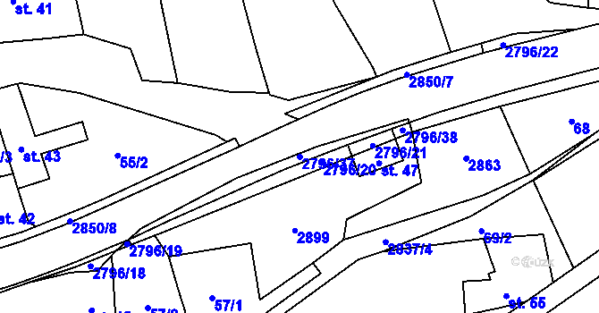Parcela st. 2796/37 v KÚ Sehradice, Katastrální mapa