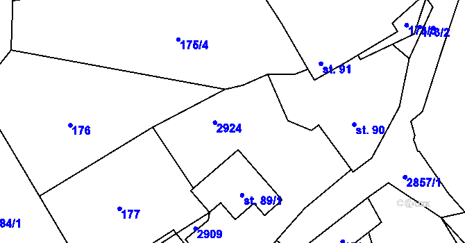 Parcela st. 89/2 v KÚ Sehradice, Katastrální mapa