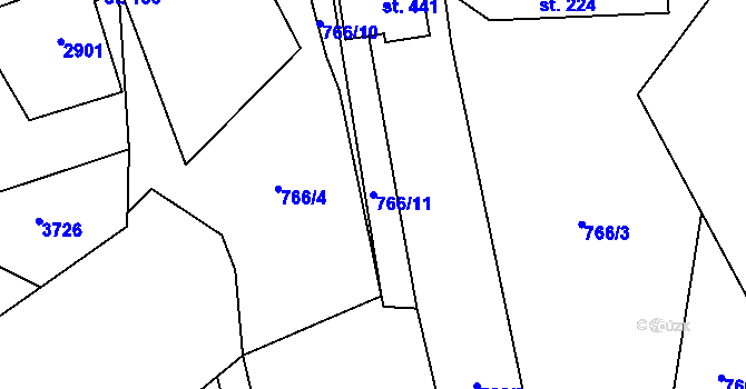 Parcela st. 766/11 v KÚ Sehradice, Katastrální mapa