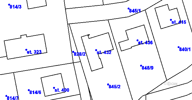 Parcela st. 432 v KÚ Sehradice, Katastrální mapa