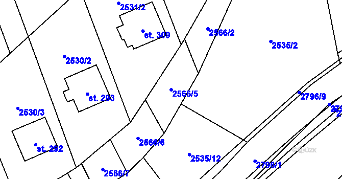 Parcela st. 2566/5 v KÚ Sehradice, Katastrální mapa