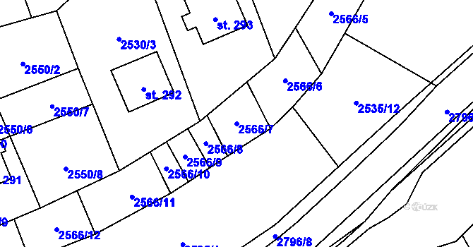 Parcela st. 2566/7 v KÚ Sehradice, Katastrální mapa