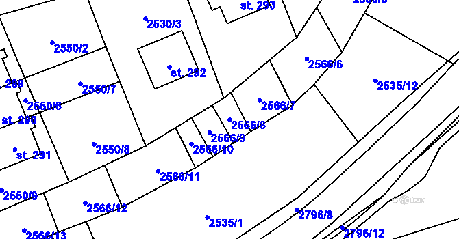 Parcela st. 2566/8 v KÚ Sehradice, Katastrální mapa