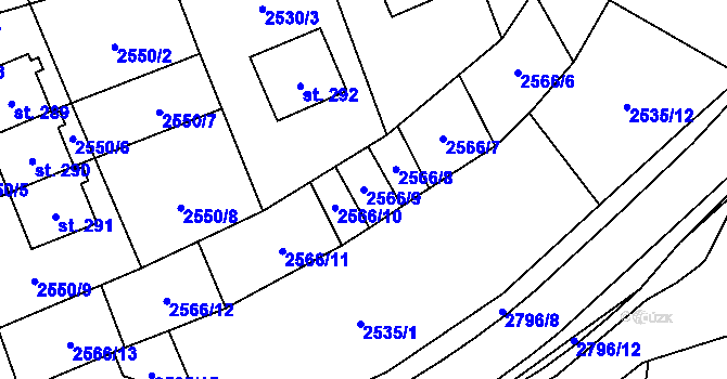Parcela st. 2566/9 v KÚ Sehradice, Katastrální mapa