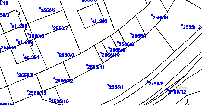 Parcela st. 2566/10 v KÚ Sehradice, Katastrální mapa
