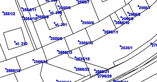 Parcela st. 2566/12 v KÚ Sehradice, Katastrální mapa