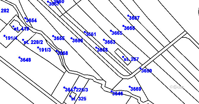 Parcela st. 301/11 v KÚ Sehradice, Katastrální mapa