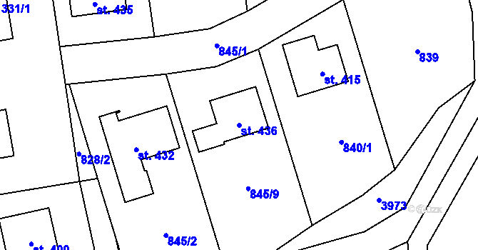 Parcela st. 436 v KÚ Sehradice, Katastrální mapa