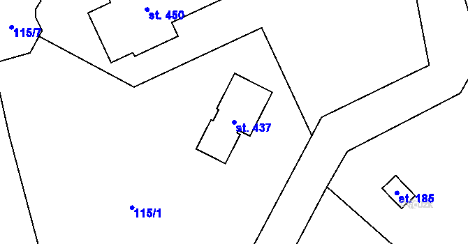 Parcela st. 437 v KÚ Sehradice, Katastrální mapa
