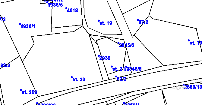 Parcela st. 21/2 v KÚ Sehradice, Katastrální mapa