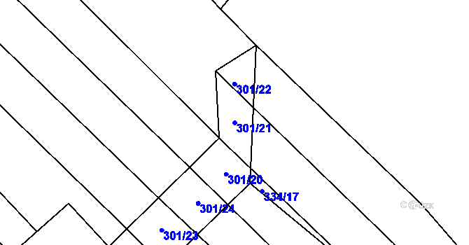 Parcela st. 301/21 v KÚ Sehradice, Katastrální mapa