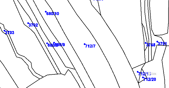 Parcela st. 712/7 v KÚ Sehradice, Katastrální mapa