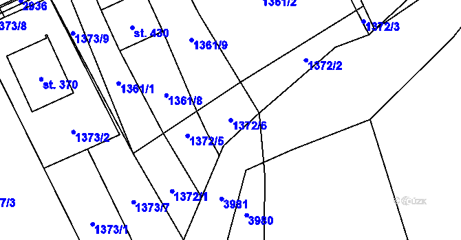 Parcela st. 1372/6 v KÚ Sehradice, Katastrální mapa