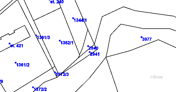 Parcela st. 2940 v KÚ Sehradice, Katastrální mapa