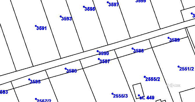 Parcela st. 3590 v KÚ Sehradice, Katastrální mapa