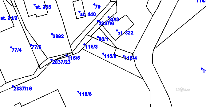Parcela st. 115/8 v KÚ Sehradice, Katastrální mapa