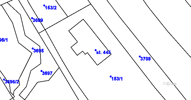 Parcela st. 445 v KÚ Sehradice, Katastrální mapa