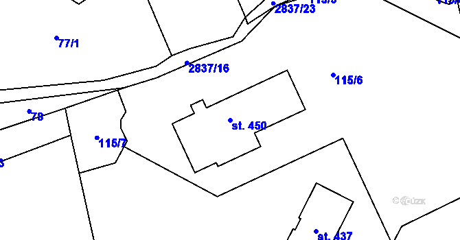 Parcela st. 450 v KÚ Sehradice, Katastrální mapa