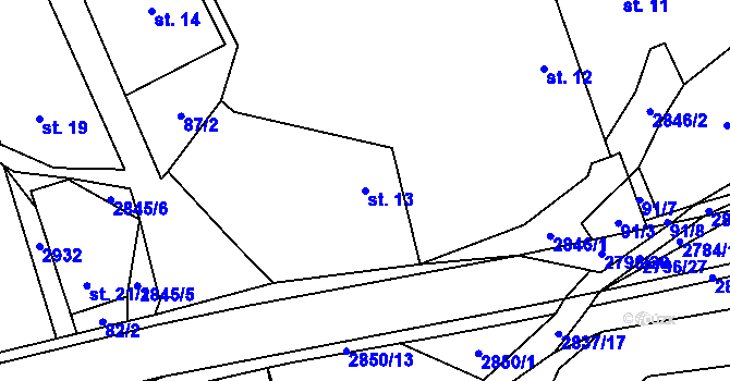 Parcela st. 13 v KÚ Sehradice, Katastrální mapa