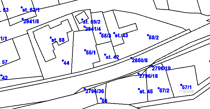 Parcela st. 42 v KÚ Sehradice, Katastrální mapa