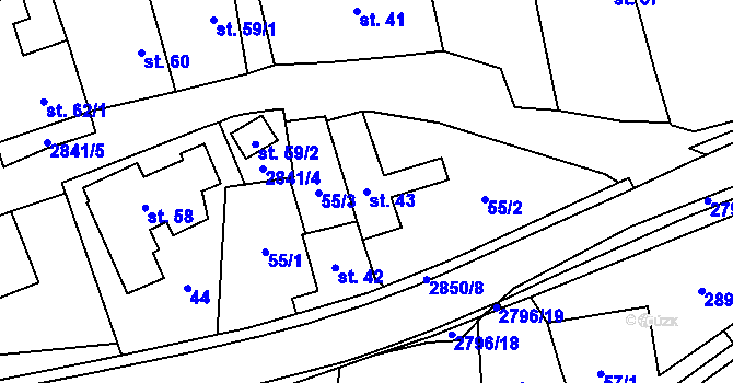 Parcela st. 43 v KÚ Sehradice, Katastrální mapa