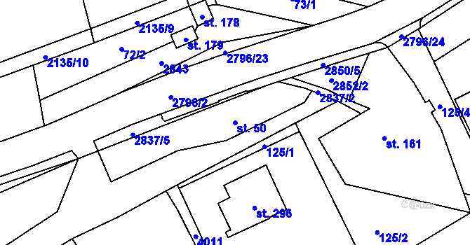 Parcela st. 50 v KÚ Sehradice, Katastrální mapa