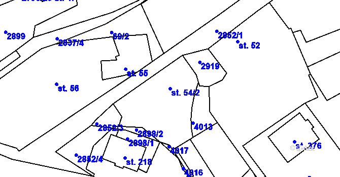 Parcela st. 54/2 v KÚ Sehradice, Katastrální mapa