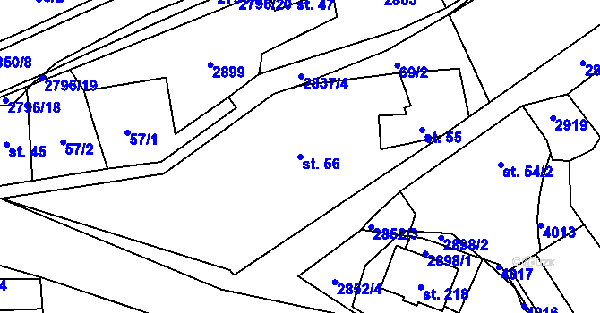 Parcela st. 56 v KÚ Sehradice, Katastrální mapa