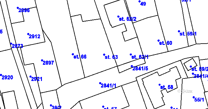 Parcela st. 63 v KÚ Sehradice, Katastrální mapa