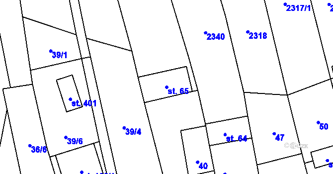 Parcela st. 65 v KÚ Sehradice, Katastrální mapa