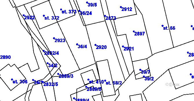 Parcela st. 68/1 v KÚ Sehradice, Katastrální mapa