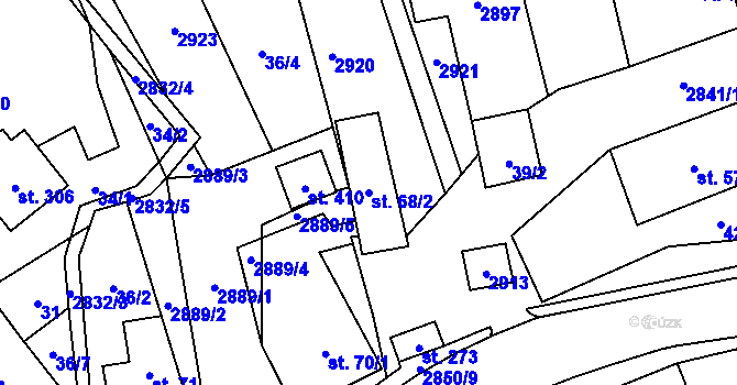 Parcela st. 68/2 v KÚ Sehradice, Katastrální mapa