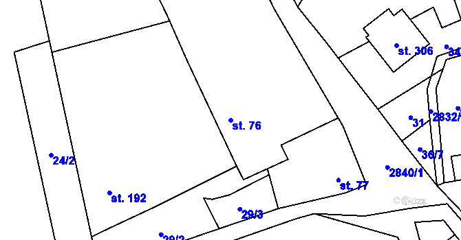 Parcela st. 76 v KÚ Sehradice, Katastrální mapa