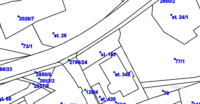 Parcela st. 162 v KÚ Sehradice, Katastrální mapa