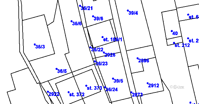 Parcela st. 189/2 v KÚ Sehradice, Katastrální mapa