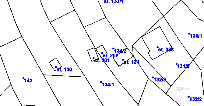 Parcela st. 202 v KÚ Sehradice, Katastrální mapa