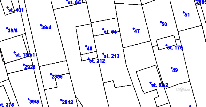 Parcela st. 213 v KÚ Sehradice, Katastrální mapa